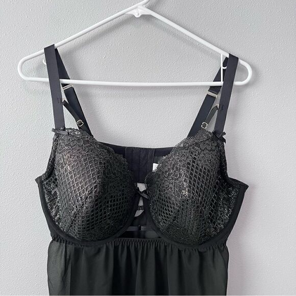 Cacique Metallic and Sheer Babydoll Lingerie Size 40 DDD  NWOT! - Picture 3 of 11